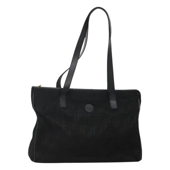 FENDI Zucca Canvas Tote Bag Gold Black Auth